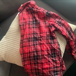 Red and Black Plaid Button Up Flannel